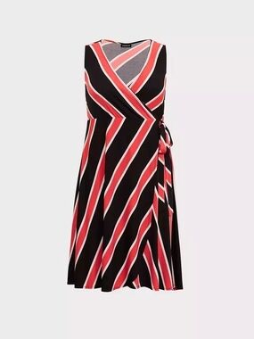 Torrid Wrap Dress Size 1 Red Black Stripe